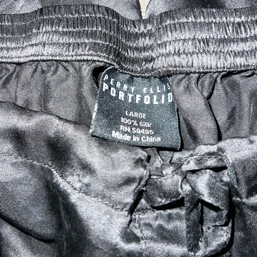 Perry Ellis Men’s Black 100% Silk Lounge Sleep Pants Sz L - Picture 5 of 6